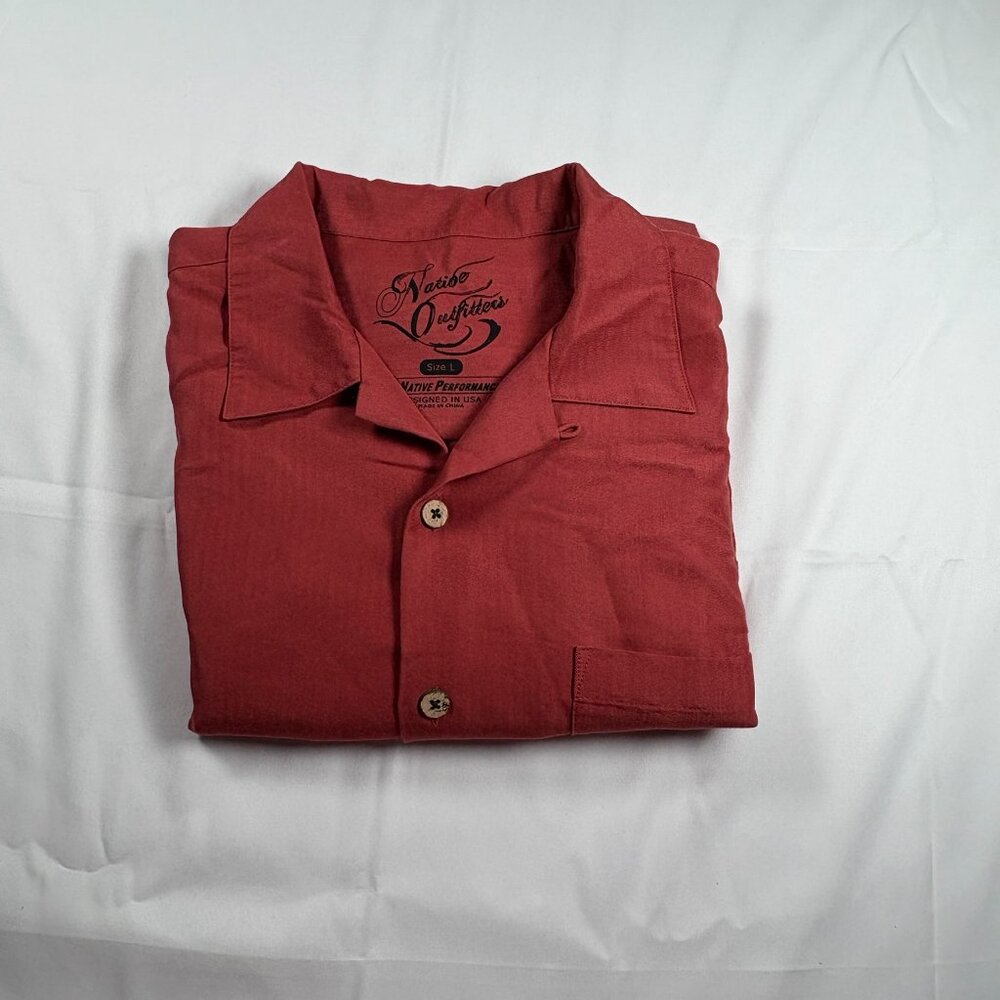 Native Outfitters Woody Wagon Surf Shirt Mens L Red Button Front - Picture 8 of 9